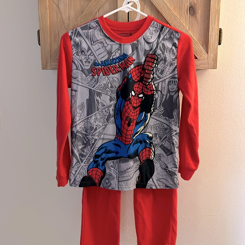 ❤️3/$25 (10-12) Spiderman Pjs Pajamas Top & Bottom Marvel The Amazing Spider-Man